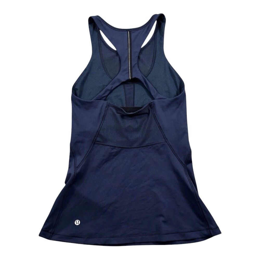 Lululemon Tank Top Navy Blue Racerback Mesh Logo Sleeveless Women’s Size 6